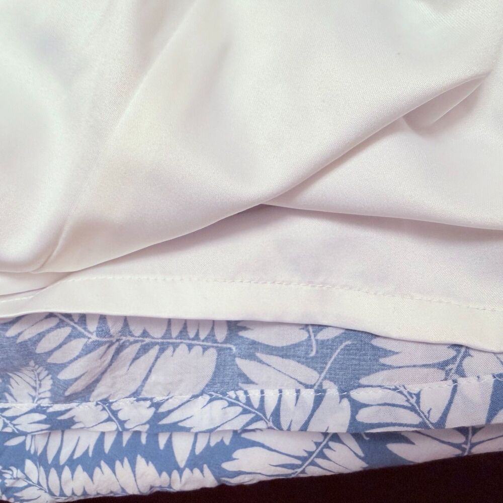 Boden Dress Size 4 botanical print Blue Cream Lined Cap Sleeve Missing Belt - Picture 9 of 14